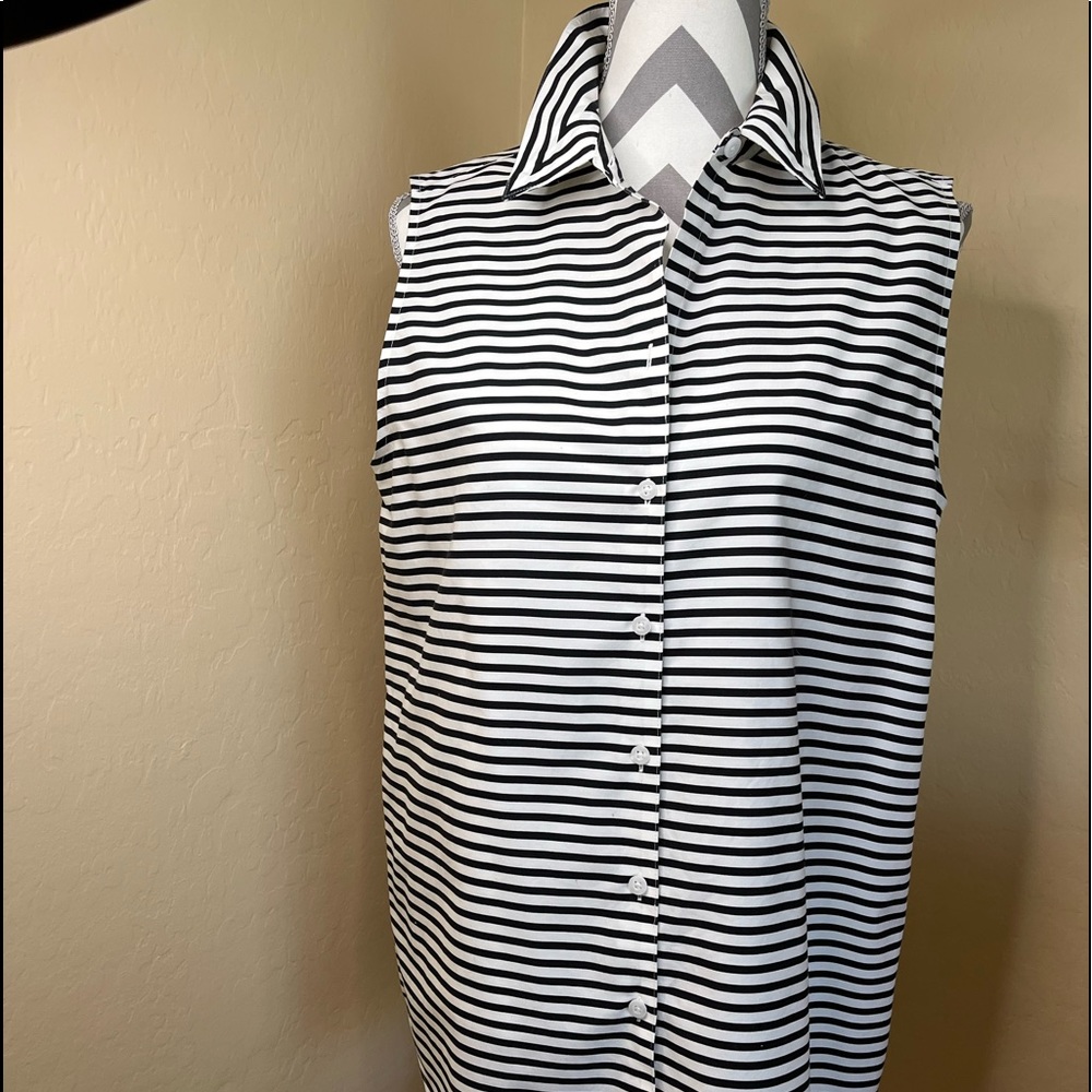 Chico’s Black and White Striped Top